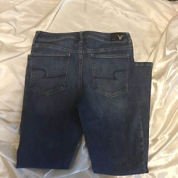 American Eagle Medium Wash Whisker Skinny Jeans 12 - Picture 9 of 9